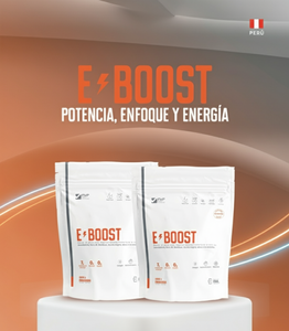 E-BOOST : Potencia, Enfoque y Energía Saludable | Formulado con Maca Negra, Guaraná y BCAA's | Sabor Mandarina - 196g (28 Dosis)