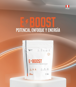 E-BOOST : Potencia, Enfoque y Energía Saludable | Formulado con Maca Negra, Guaraná y BCAA's | Sabor Mandarina - 196g (28 Dosis)
